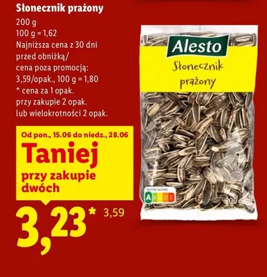 Słonecznik prażony Alesto promocja w Lidl