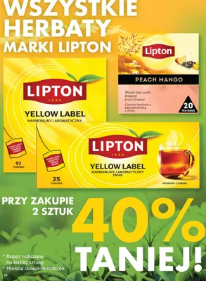 Herbata Yellow Label 92 torebki promocja w Dino