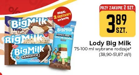 Lody Big Milk Minecraft promocja w Społem Częstochowa