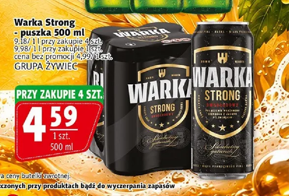 Piwo Warka Strong promocja w Prim Market