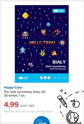 Blok rysunkowy Happy Color Pixi biały A4 20 kartek promocja w Smyk