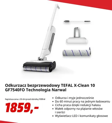 Odkurzacz bezprzewodowy Tefal X-Clean 10 Technologia Narwal promocja w Media Markt