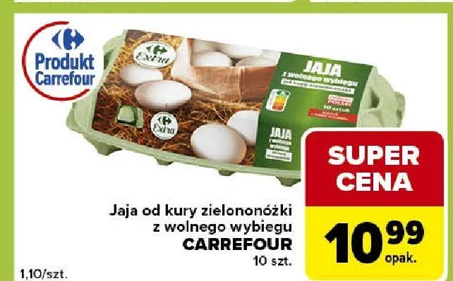 Jaja od kury zielonoóżki z wolnego wybiegu carrefour promocja w Carrefour Express