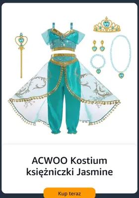ACWOO Kostium księżniczki Jasmine promocja w Amazon