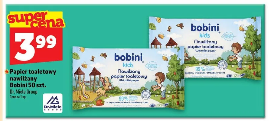 Papier toaletowy nawilżany dla dzieci Bobini o zapachu rumiankowym promocja w TOPAZ