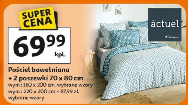 Pościel bawełniana + 2 poszewki 70 x 80 cm promocja w Auchan