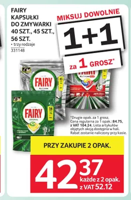 Kapsułki do zmywarki Fairy Platinum promocja w Selgros