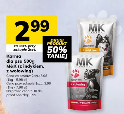 Karma dla psa 500g M&K (z indykiem, z wołowiną) promocja w Hitpol