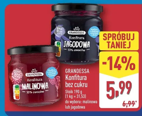Konfitura bez cukru Grandessa promocja w Aldi
