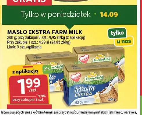 Masło ekstra Farm Milk promocja w Stokrotka