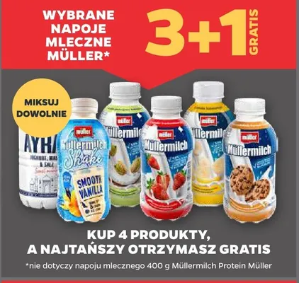 Napój mleczny Müller wybrany 3+1 promocja w Netto