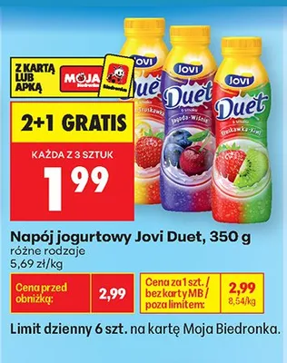 Napój jogurtowy Jovi Duet promocja w Biedronka