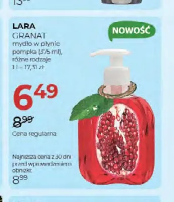 Mydło w płynie Lara Granat promocja w Drogerie Jawa