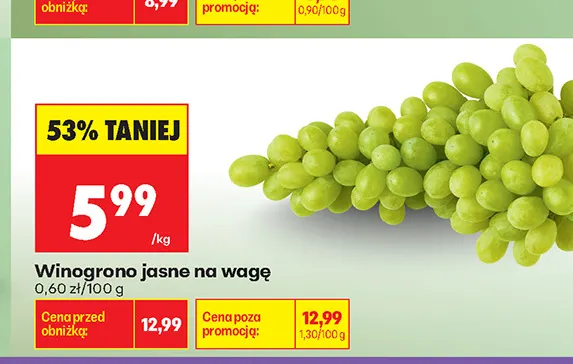 Winogrona jasne na wagę promocja w Biedronka