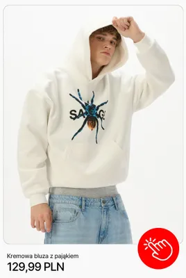 Kremowa bluza z pająkiem Cropp promocja w Cropp
