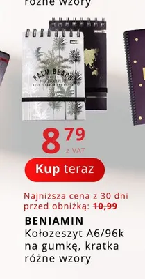 Kołozeszyt A6 96k na gumkę kratka Beniamin promocja w Poczta Polska