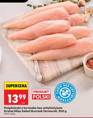 Polędwiczki z kurczaka bez antybiotyków Kraina Mięs Select Kurczak farmerski promocja w Biedronka