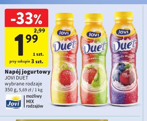 Napój jogurtowy Jovi Duet promocja w Intermarche