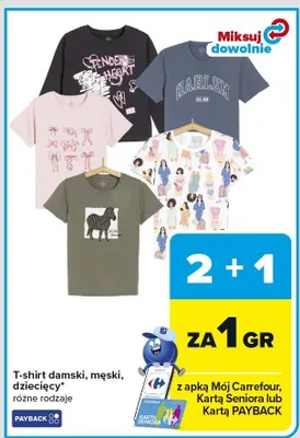 T-shirt damski, męski, dziecięcy różne rodzaje promocja w Carrefour Market