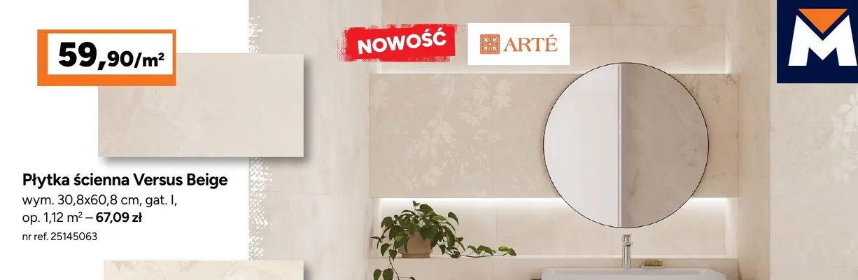 Płytka ścienna Versus Beige Arté promocja w Bricoman