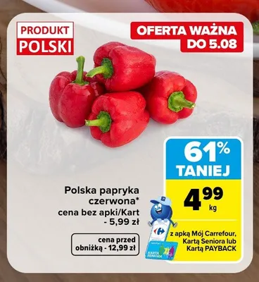 Polska papryka czerwona promocja w Carrefour