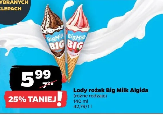 Lody rożek różne rodzaje promocja w Netto