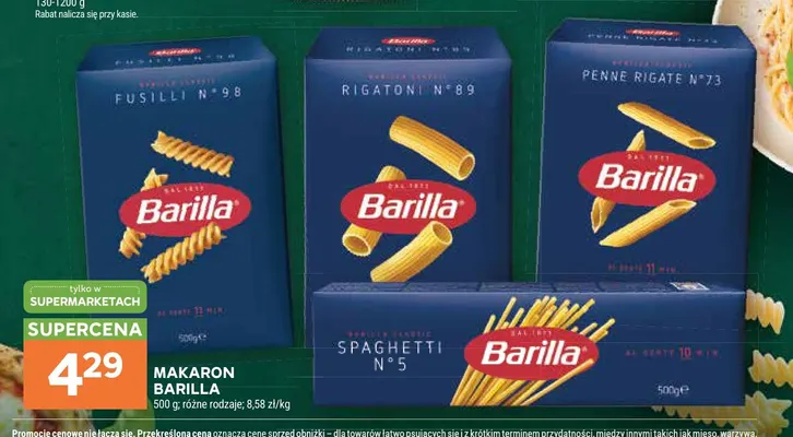 Makaron Barilla Fusilli n°98 promocja w Stokrotka