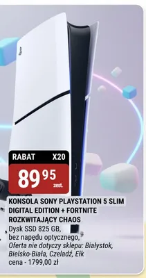 Konsola SONY PLAYSTATION 5 SLIM DIGITAL EDITION + FORTNITE ROZKWITAJĄCY CHAOS Dysk SSD 825 GB, bez napędu optycznego promocja w bi1