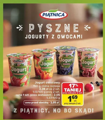Jogurt owocowy Piątnica wiśniowy promocja w Carrefour