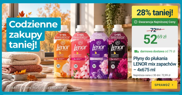Płyny do płukania Lenor mix zapachów 4-pak 675 ml promocja w ERLI