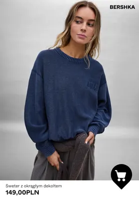 Sweter z okrągłym dekoltem Bershka promocja w Bershka