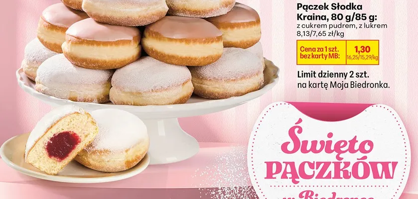 Pączek z cukrem pudrem promocja w Biedronka