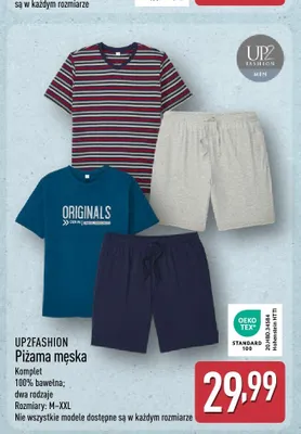 Piżama męska UP2FASHION komplet 100% bawełna promocja w Aldi