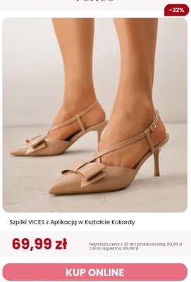 Szpilki VICES z aplikacją w kształcie kokardy promocja w Renee