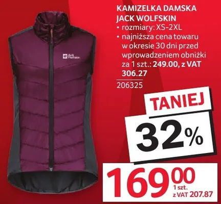 Kamizelka damska Jack Wolfskin rozmiary XS-2XL promocja w Selgros