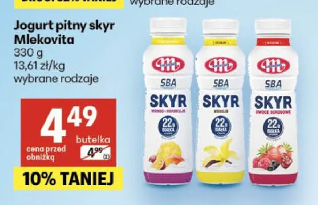 Jogurt pitny skyr Mlekovita promocja w Delikatesy Centrum