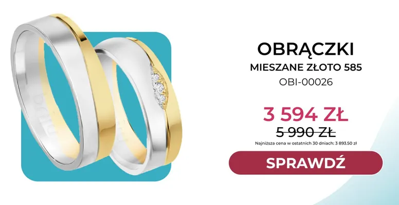 Obrączki mieszane złoto 585 OBI-00026 Briju promocja w Briju