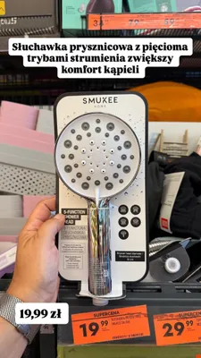5-funkcyjna słuchawka prysznicowa Smukee Home promocja w Biedronka