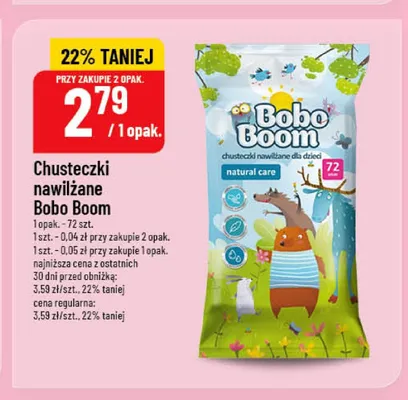 Chusteczki nawilżane Bobo Boom natural care promocja w POLOmarket