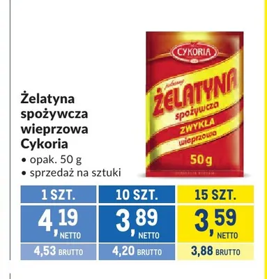 Żelatyna spożywcza wieprzowa Cykoria promocja w Makro