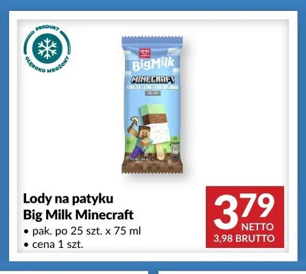 Lody na patyku Big Milk Minecraft promocja w Makro