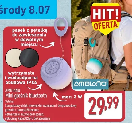 Mini głośnik bluetooth Ambiano promocja w Aldi
