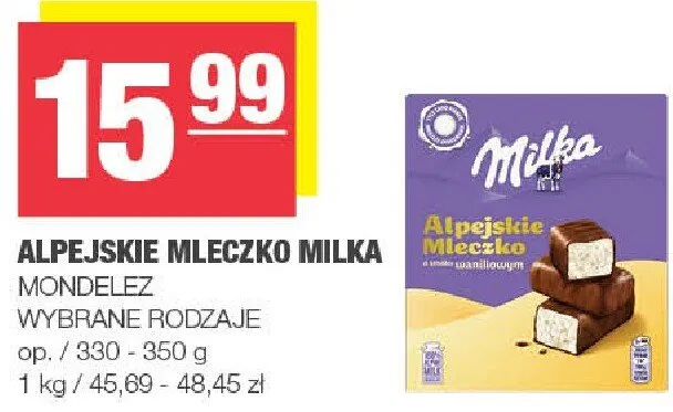 Alpejskie mleczko Milka promocja w SPAR
