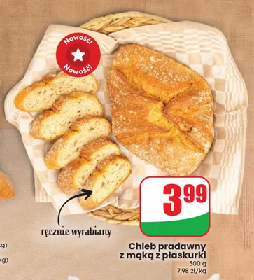 Chleb pradawny z mąką z płaskurki promocja w Dino