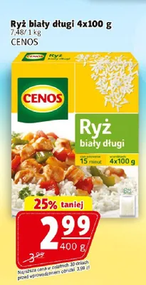 Ryż biały długi Cenos 4-pak 100g promocja w Prim Market