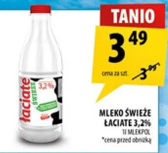 Mleko świeże łaciate 3,2% promocja w Arhelan