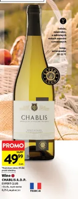 Wino białe Chablis A.D.P. Expert Club wytrawne promocja w Intermarche