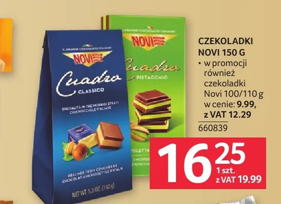 Czekoladki Novi Cuadro Pistacchio promocja w Selgros