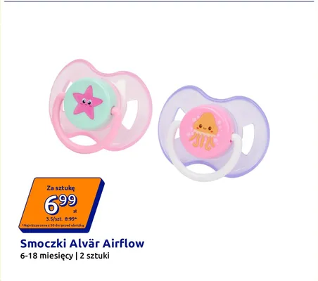 Smoczki Alvär Airflow 6-18 miesięcy 2-pak promocja w Action