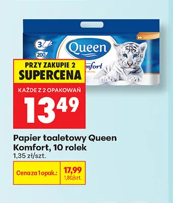 Papier toaletowy Queen Komfort 10-pak promocja w Biedronka